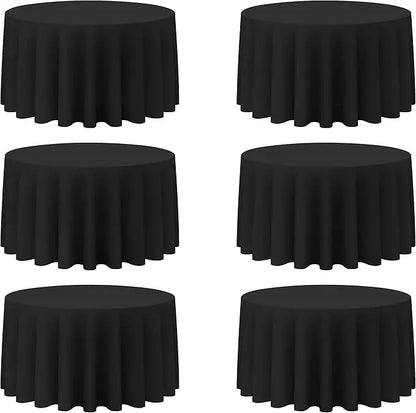 6 Pack Ivory Round Tablecloths 120 Inch - Circle Bulk Linen Polyester Fabric Washable Table Cloth Cover for Wedding Reception