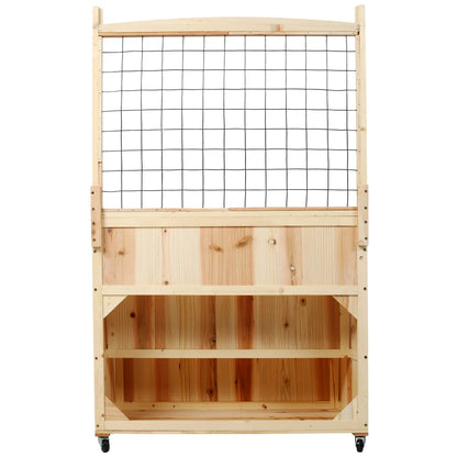 3-Tiers Raised Garden Bed with Trellis, 53" H Vertical Planter Box with Wheels & Back Storage Area, for Flowers, Vegetables