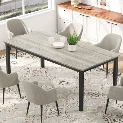 79" Large Industrial Dining Room Table for 6-8 People Rectangular Wood