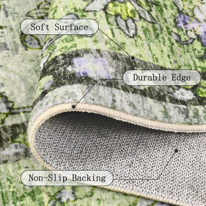 Vintage Area Rugs Low Pile Machine Washable