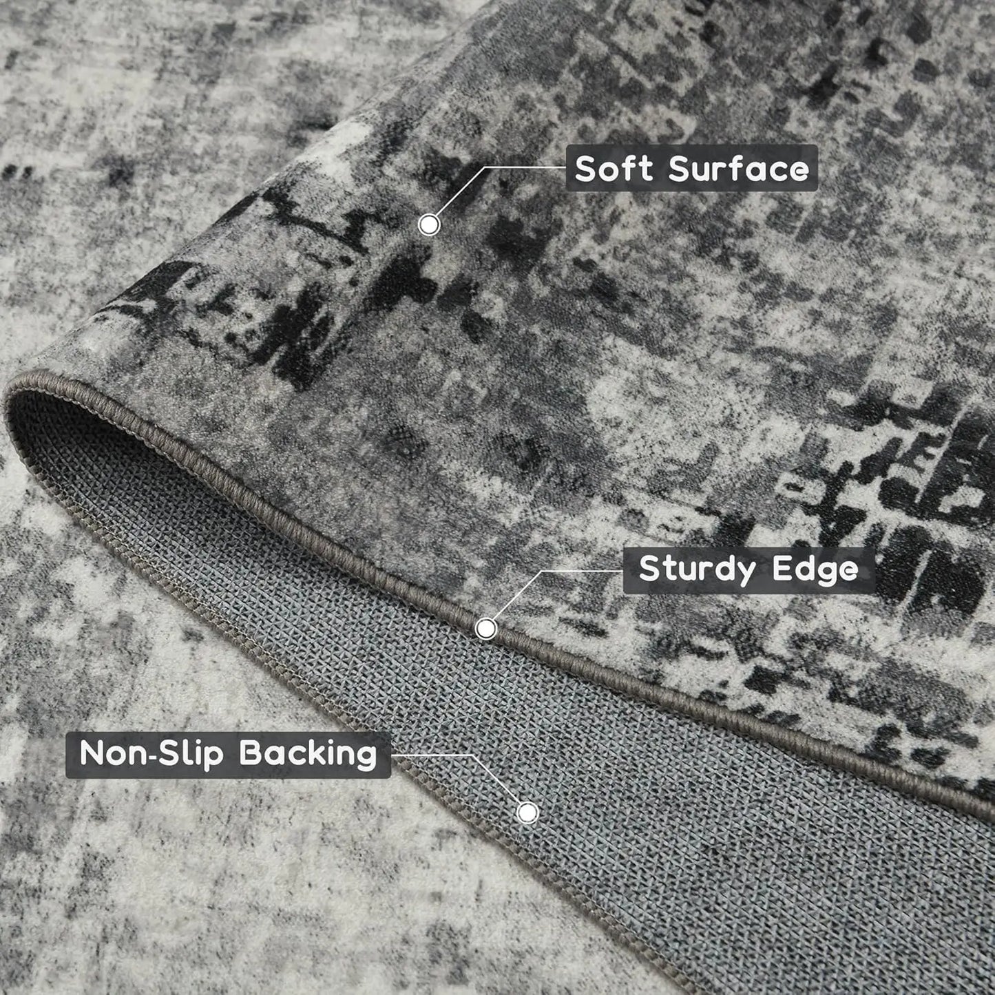 Living Room Area Rugs Soft Large Modern Abstract Area Rug, Vintage Machine Washable Non Slip Carpet , Low Pile Rugs