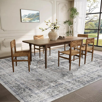 Washable Area Rug Stain-Resistant Throw Rug Indoor Carpet with Non-Slip Backing Foldable Floor Cover for Living Room, Bedroom