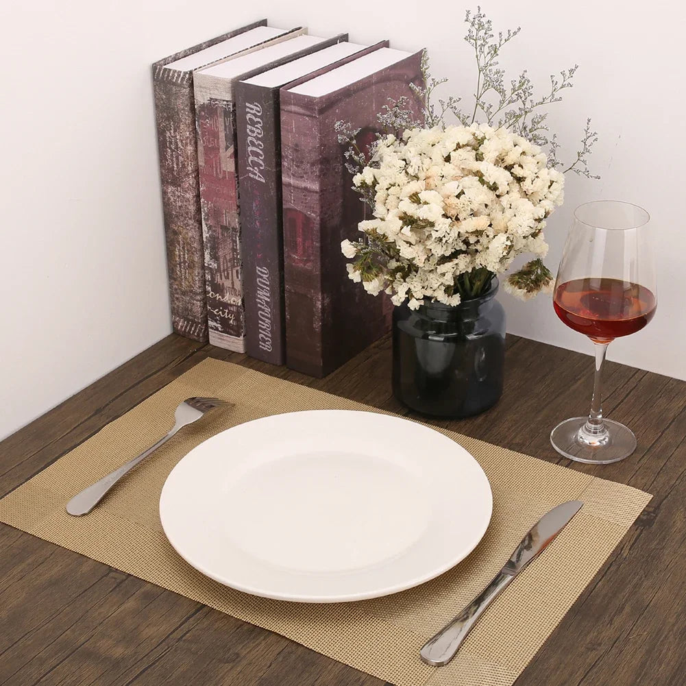 Woven Vinyl Placemats Set Place Mats Crossweave Non-Slip Washable Table Mats for Dining Table Kitchen Reataurant Decor Coasters
