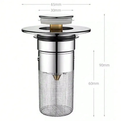2Pcs Bathroom Sink Stopper, Universal Replacement   Stainless Steel Sink Drain Filter with Hair Catcher,1.1-1.45Inch