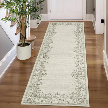 Washable Floral Area Rug
