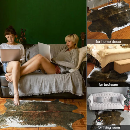 Faux Fur Animal Cow Hide Carpet ,Sturdy and Large Size Cow Print Rugs, Suitable for Bedroom Living Room Western Style