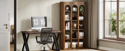 5-Tier Bookshelf, 70.87-Inch Mid Century Modern Bookcase with Open Shelves, Book Shelf Vintage Display Storage for Home Office