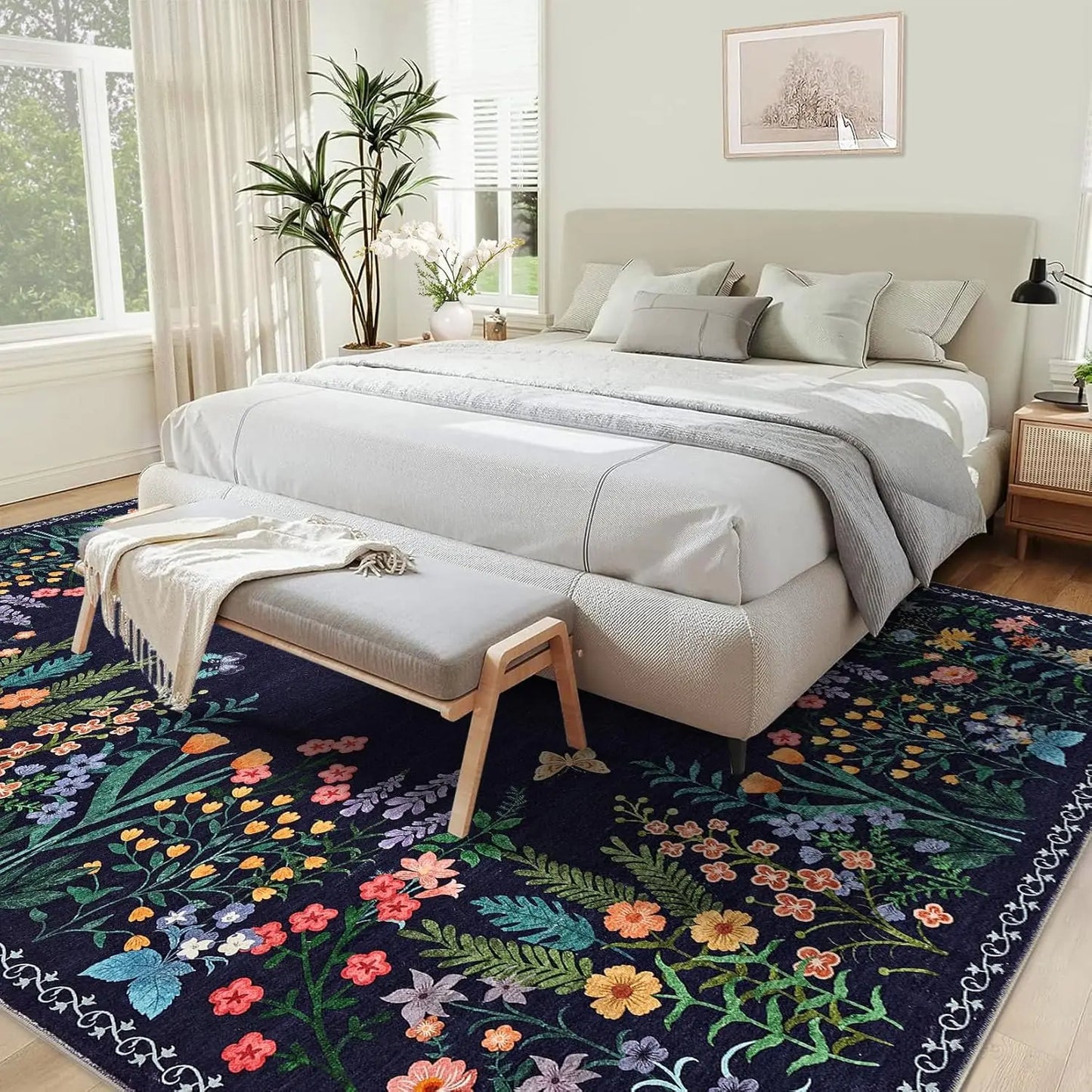 Washable Floral Rug ,Soft ,Non Slip