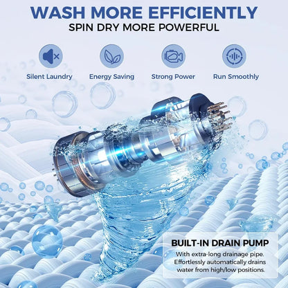 20Lbs Portable Washing Machine Portable Washer, 2.8 Cu. ft. Washer and Dryer Combo with Drain Pump, 10 Programs 8 Water