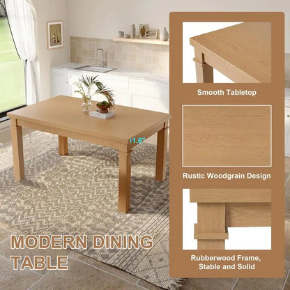 6-Piece Modern Dining Set, Rectangular Kitchen Table with 4 Upholstered Chairs & Bench, Ideal for Dining & Living Room