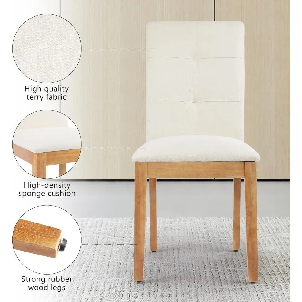 Dining Chairs , Modern Upholstered Fabric Dining Room Chairs, Armless Kitchen Chairs with Wood Legs and Padded Seat
