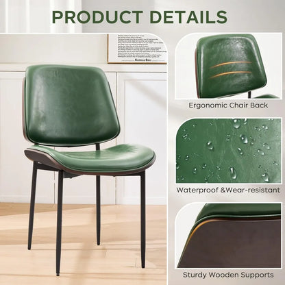 Dining Chairs Set of 4, Upholstered PU Leather Armless Dining Chair