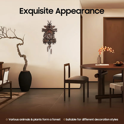 Wooden Cuckoo Clock with Pendulum Bird Automatic Chiming for Living Room Kitchen Office Wall Silent Quartz Movement