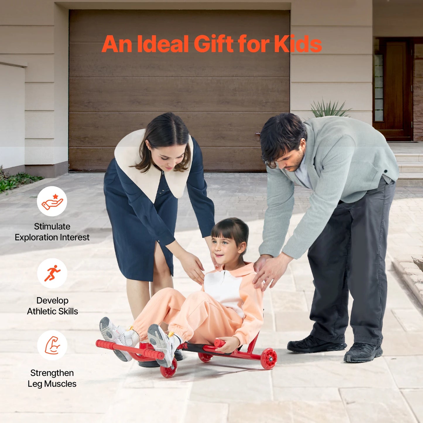 132/198lbs Kids Ride on Scooter Swing Side-to-Side Powered by Zig-Zag Motion Drifting Outdoor Sport Toys for Children