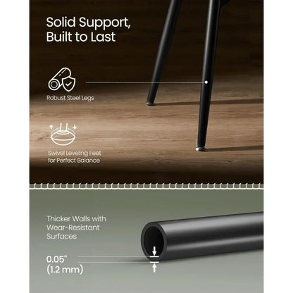 Dining Chairs Set of 6, Upholstered Kitchen Chairs, Comfortable Seat, Synthetic Leather with Stitching