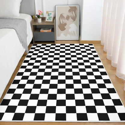 Black and White Checkered Rug