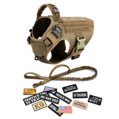 Military Large Dog Harness Collar Leash Bags Patches Set Pet  Training Vests Tactical Dogs Harnesses Accessories
