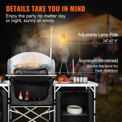 Foldable Camping Outdoor Kitchen Table Cabinet