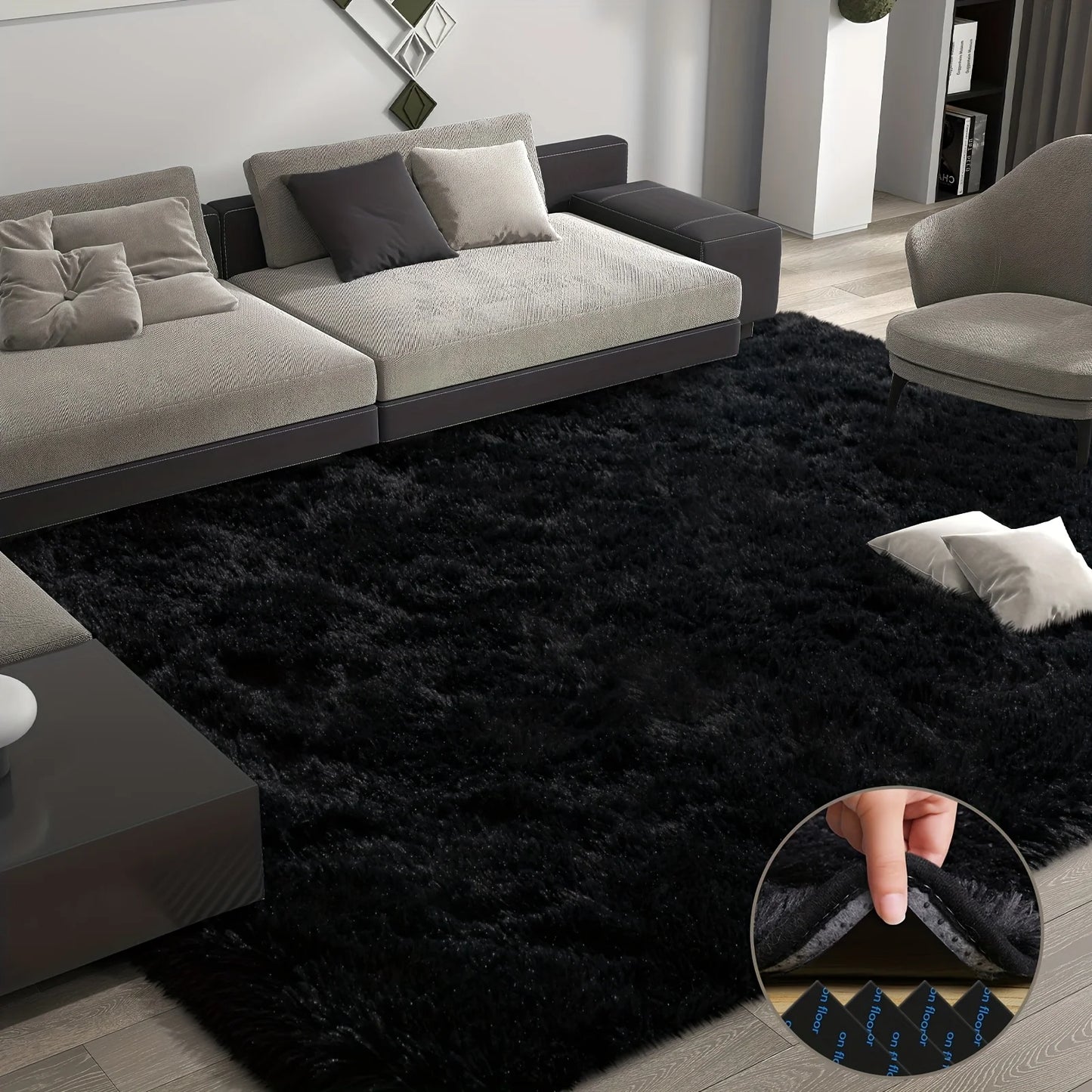 Large plush area rug, decorative for living room, super soft and fluffy plush rug for bedroom