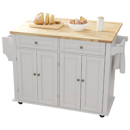 Rolling Kitchen Island with Drop Leaf – Movable Kitchen Carts on Wheels Island with Storage Cabinet