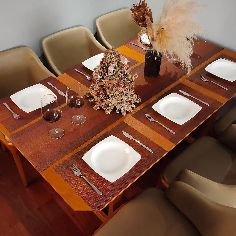 Woven Vinyl Placemats Set Place Mats Crossweave Non-Slip Washable Table Mats for Dining Table Kitchen Reataurant Decor Coasters