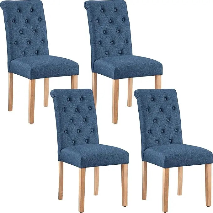 Tufted Dining Chairs Set of 4 Parsons Kitchen Chairs Stylish, Upholstered Fabric Chairs with Solid Wood Legs