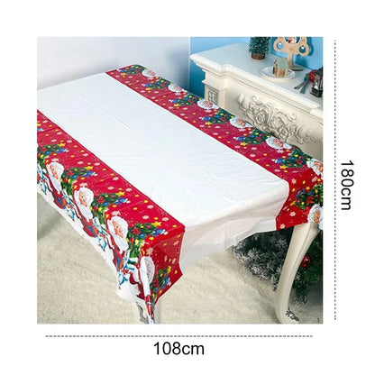 Christmas Tablecloth Waterproof Reusable Holiday Party Decorations Festive Dinner Table Cover Elegant Seasonal Home Decor