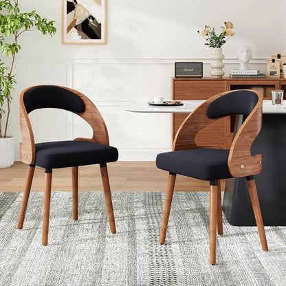 Wood Dining Chairs, Set of 4 Modern Upholstered Dining Chairs with Curved Backrest for Kitchen, Dining Room, Living Room,