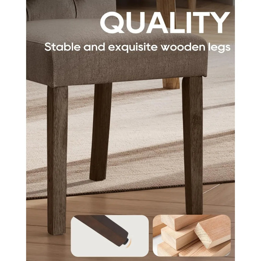 Dining Chairs Set of 6, Button Tufted Parsons Upholstered Chairs with Solid Wood Legs