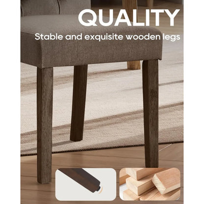 Dining Chairs Set of 6, Button Tufted Parsons Upholstered Chairs with Solid Wood Legs