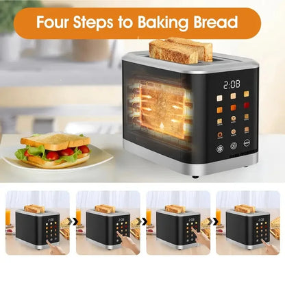 Smart Digital Bread Toaster with Touch Screen LCD Display  6 Bread Types  6 Shade Settings, 1.5" Wide Slot