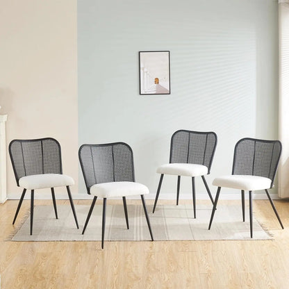 Rattan Dining Chairs Set of 4, Modern Cane Back Chairs