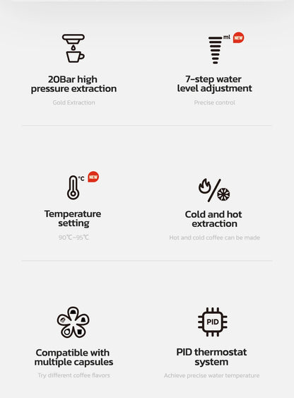 6in1 Capsule Coffee Machine Hot/Cold Multiple Espresso  Cappuccino Coffee Maker