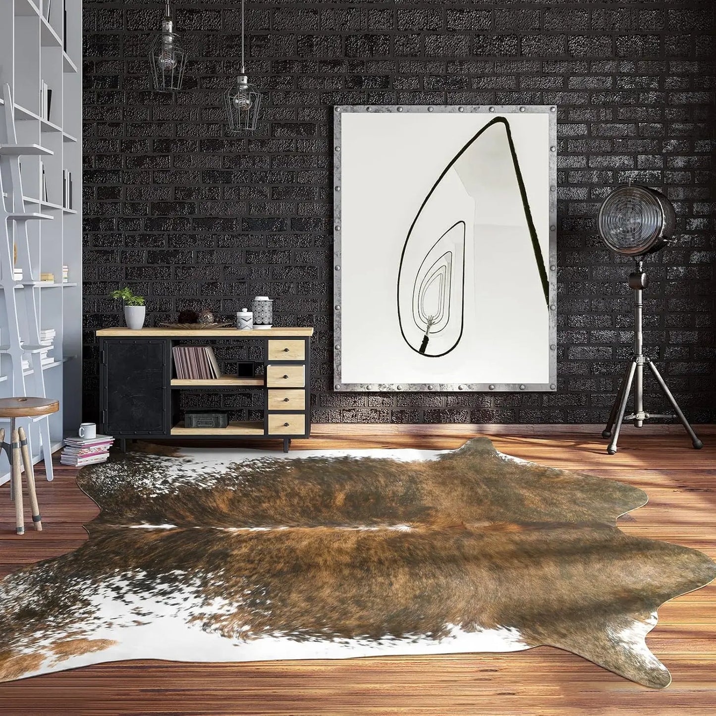 Faux Fur Animal Cow Hide Carpet ,Sturdy and Large Size Cow Print Rugs, Suitable for Bedroom Living Room Western Style