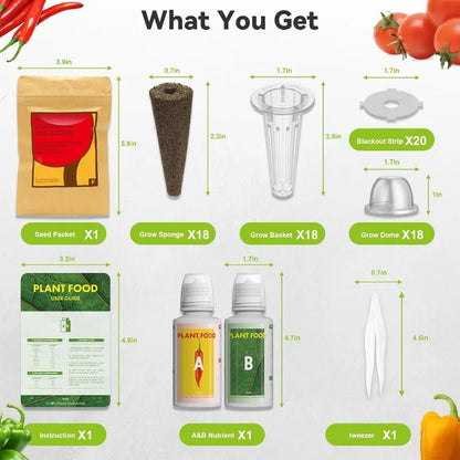 18-Pod Salsa Seed Pod Kit for AeroGarden, Ahopegarden, Gardencube Hydroponic Garden with Cucumber, Red Chili Pepper