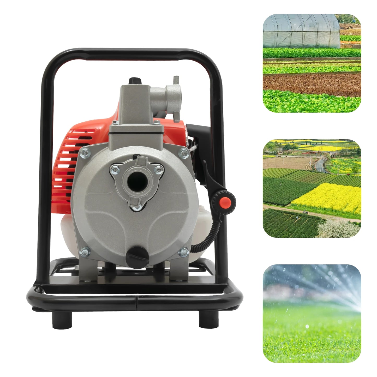Gasoline Water Pump 2-Stroke Portable Gasoline Engine Trash Pump 20m Lift Powerful Engine Water Transfer Pump 26.25ft Suction