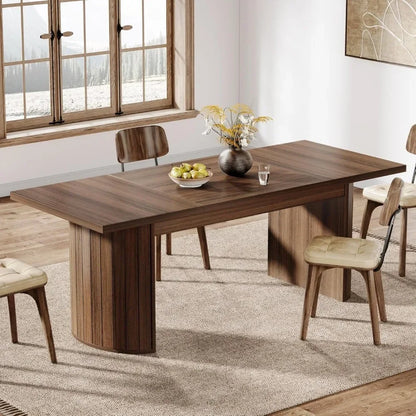 78.7" Extra Long Dining Table for 6-8 People, Large Farmhouse Kitchen Table with Wooden Tabletop