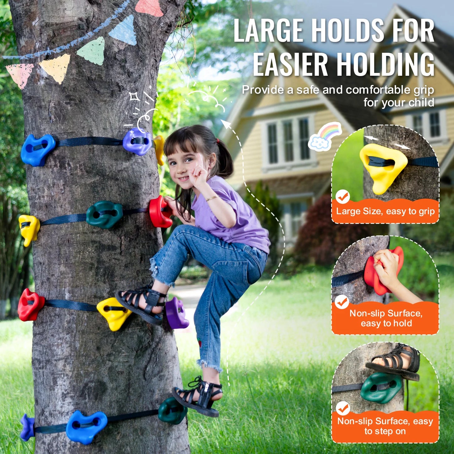 VEVOR 12/20PCs Ninja Tree Climbing KitTree Climbing Holds and 6 Ratchet Straps Large Climbing Rocks for Kids and Adults Climber