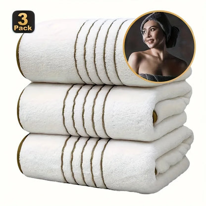 3pcs Ultra-Soft Coral Bath Towel Set - Quick-Dry Luxury Spa & Gym Towels, Large Bath Sheets , Lightweight & Highly Absorbent