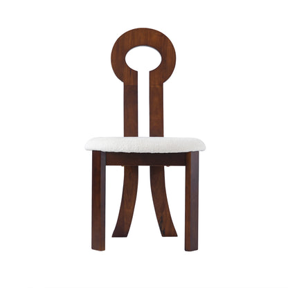 Wooden Dining Chairs Set of 2 Modern Round Dining Room Chair Comfy Fabric Upholstered Kitchen Chairs