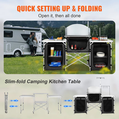 Folding Camping Outdoor Kitchen Table Cabinet