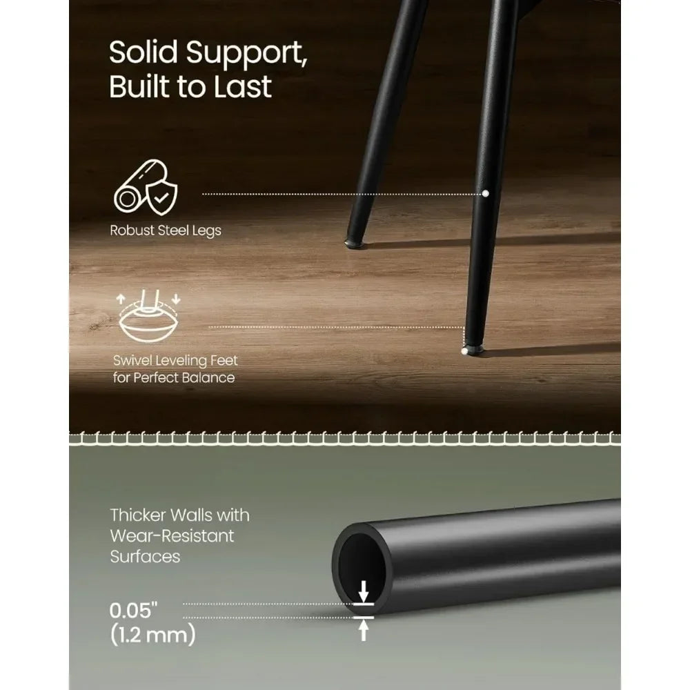 Dining Chairs Set of 6, Upholstered Kitchen Chairs, Comfortable Seat, Synthetic Leather with Stitching