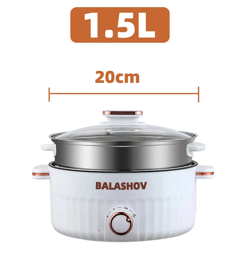 Portable Electric Multifunctional Cooker Household Double Layer Hot Pot Mini Non-stick Cookware