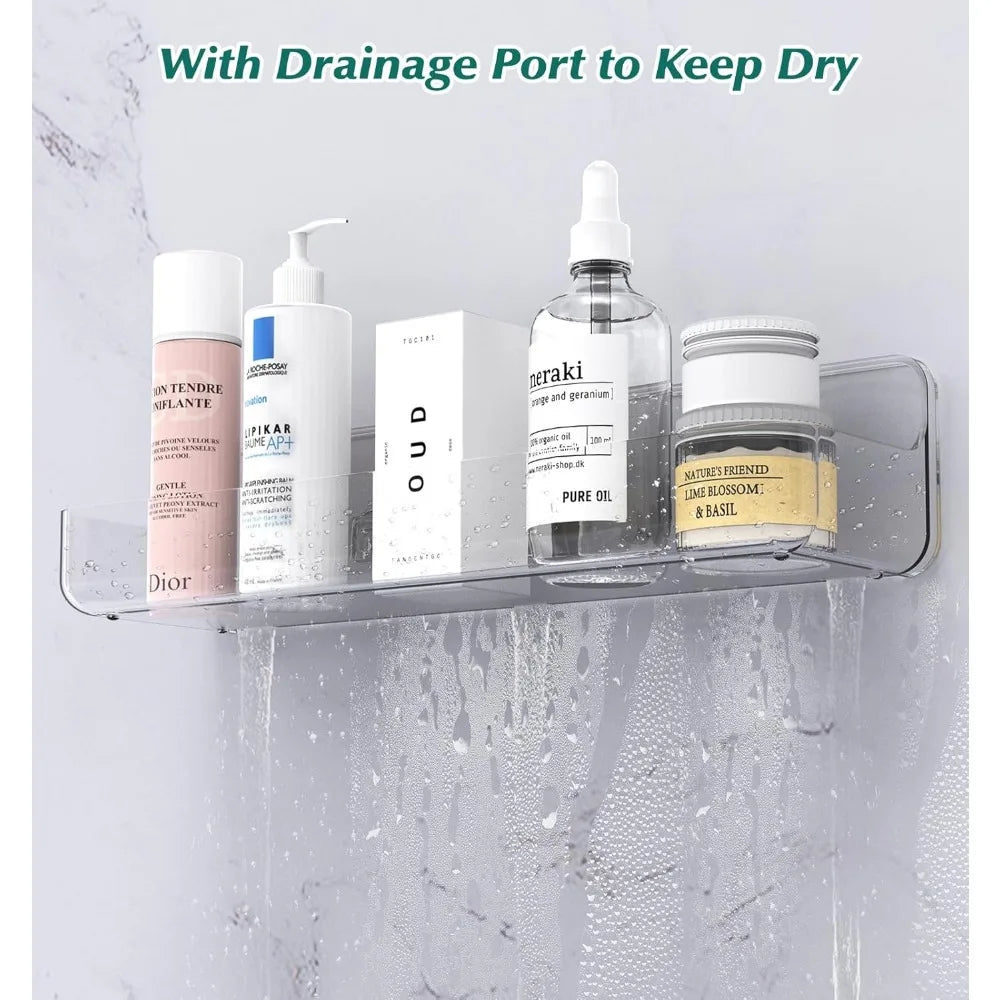 Shower shelves, Adhesive Clear Acrylic Bathroom Shower caddy Organizer, Transparent No Drilling Wall Mount Bathroom Storage