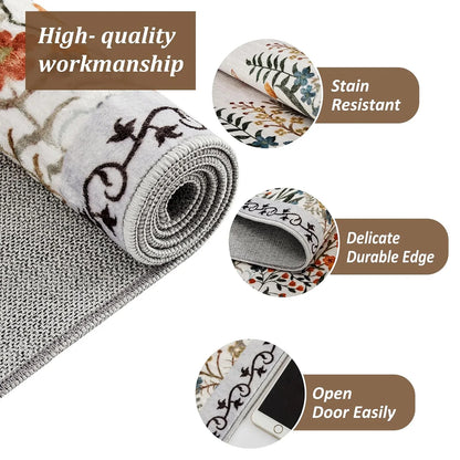 Washable Area Rugs , Non-Slip Floral