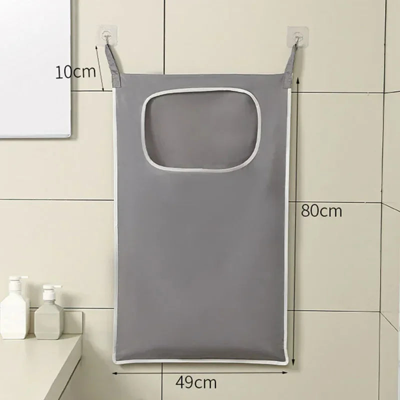 Over-the-Door Hanging Laundry Basket Wall-mounted Dirty Clothes Storage Organizer for Bathroom