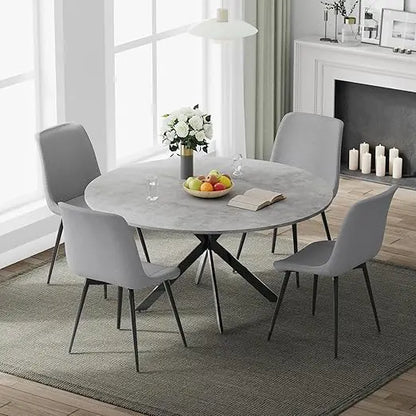 47" Round Dining Table Set for 4, Modern Kitchen Table Set with Steel Legs