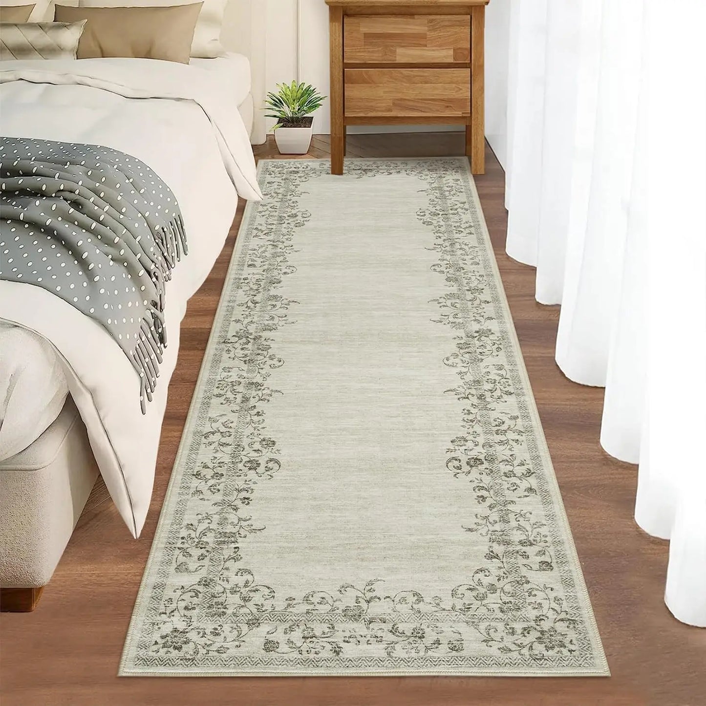 Washable Floral Area Rug