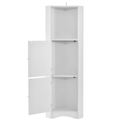 Tall Bathroom Corner Cabinet, Freestanding Storage Cabinet with Doors and Adjustable Shelves