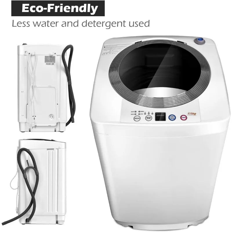 Portable Washing Machine, Full Automatic Washer and Dryer Combo, with Built-in Pump Drain 8 LBS  for Apartment RV Dorm